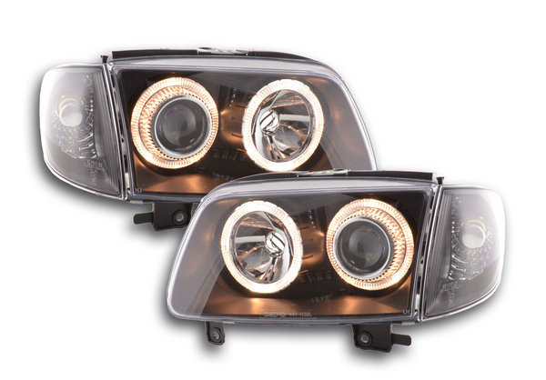 FK LED DRL Angel Eye Projector Headlights VW Polo 6N2 99-01 black LHD / RHD