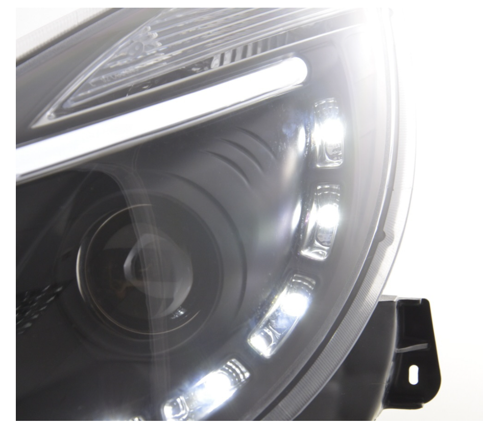 FK Paar LED DRL Projektor Halo-Scheinwerfer Opel Vauxhall Corsa D 2011+ Schwarz RHD