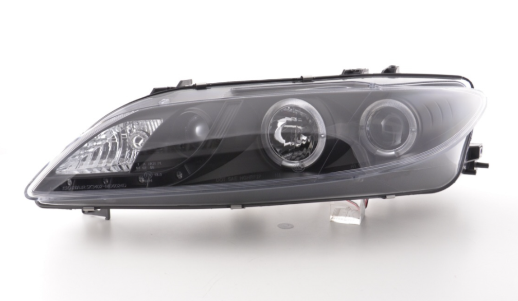 FK LED DRL Angel Eye Projector Headlights Mazda 6 Saloon 02-07 black GG GY GG1