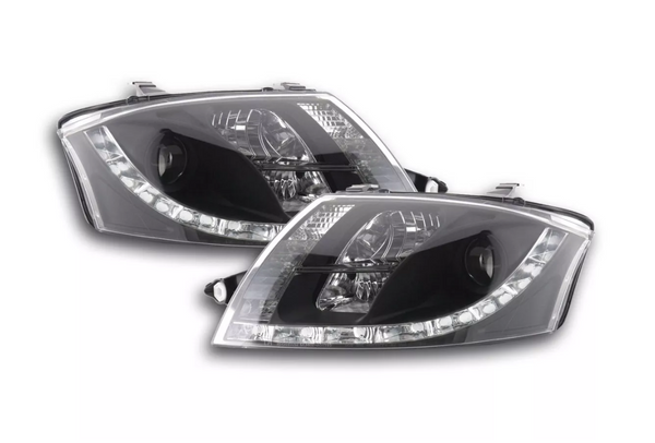 FK Pair LED DRL headlights Audi TT 8N 98-06 Black 1.8 3.2 Quattro LHD 10 Pin