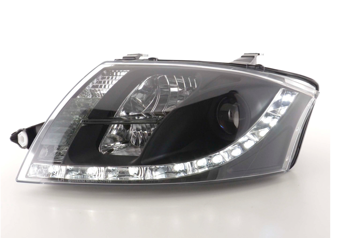 FK Paar LED DRL Scheinwerfer Audi TT 8N 98-06 Schwarz 1.8 3.2 Quattro LHD 10 Pin