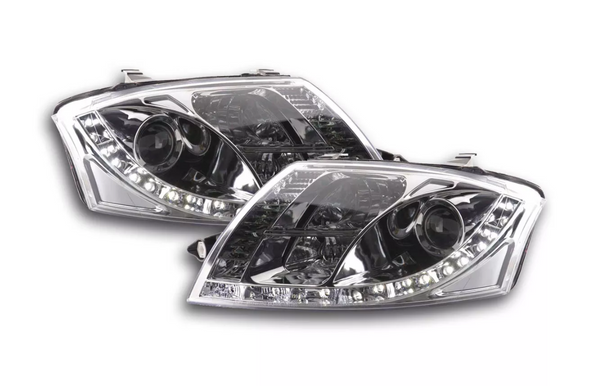 FK Pair LED DRL headlights Audi TT 8N 99-05 Black Chrome 1.8 3.2 Quattro LHD