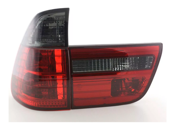 FK Pair LED CRYSTAL REAR LIGHTS BMW X5 E53 98-03 black smoke / red LHD Plug & Play