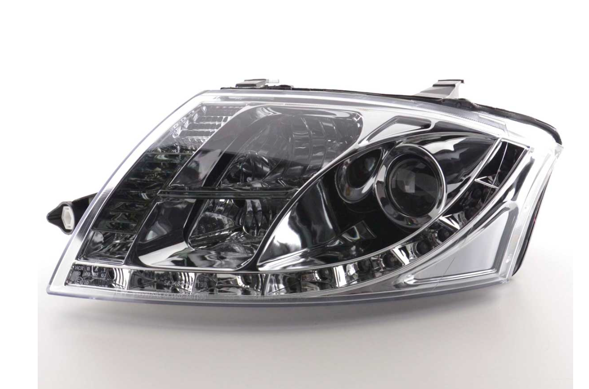 FK Paar LED DRL-Scheinwerfer Audi TT 8N 99–05 Schwarz Chrom 1.8 3.2 Quattro LHD