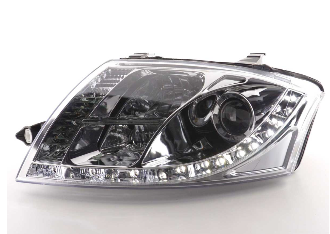 FK Paar LED DRL-Scheinwerfer Audi TT 8N 99–05 Schwarz Chrom 1.8 3.2 Quattro LHD