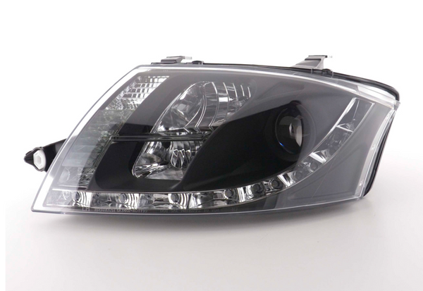 FK Paar LED DRL Scheinwerfer Audi TT 8N 98-06 Schwarz 1.8 3.2 Quattro LHD 10 Pin