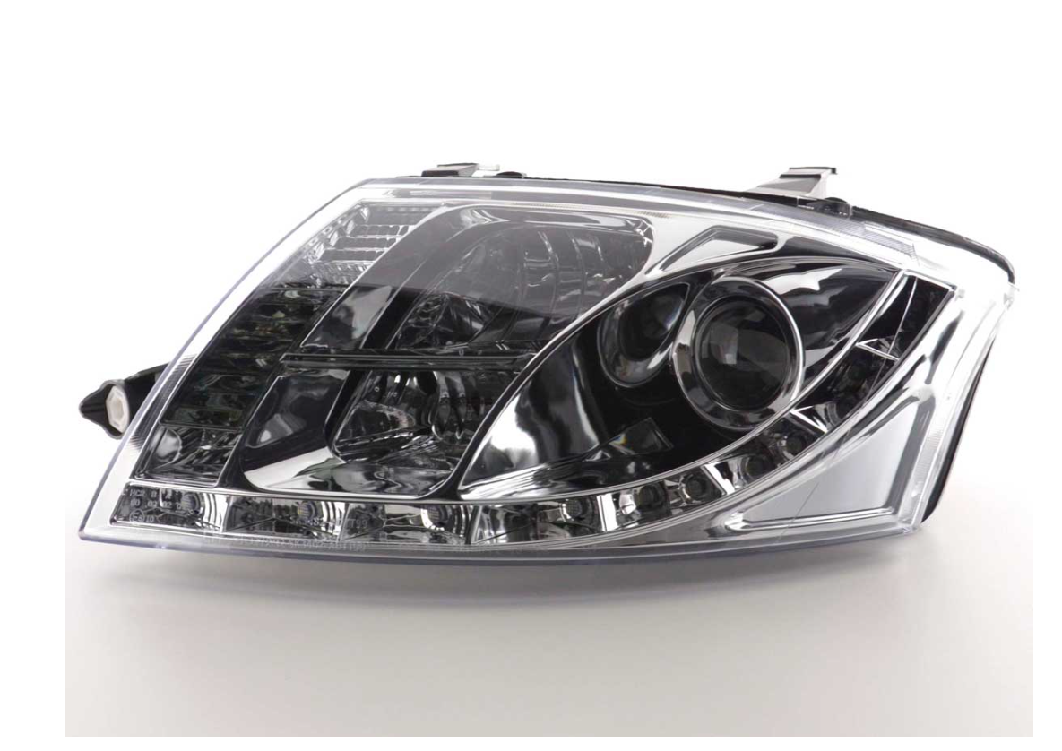 FK Pair LED DRL headlights Audi TT 8N 99-05 Black Chrome 1.8 3.2 Quattro LHD