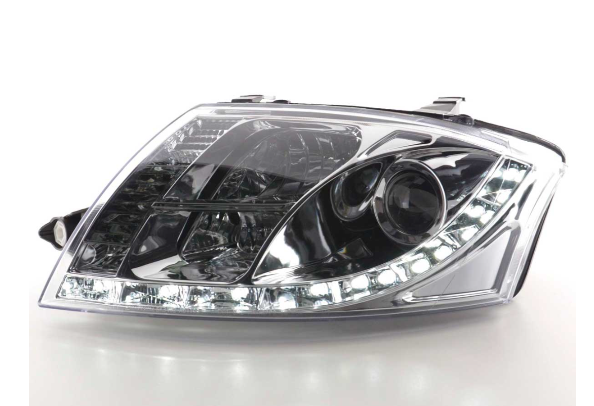 FK Pair LED DRL headlights Audi TT 8N 99-05 Black Chrome 1.8 3.2 Quattro LHD