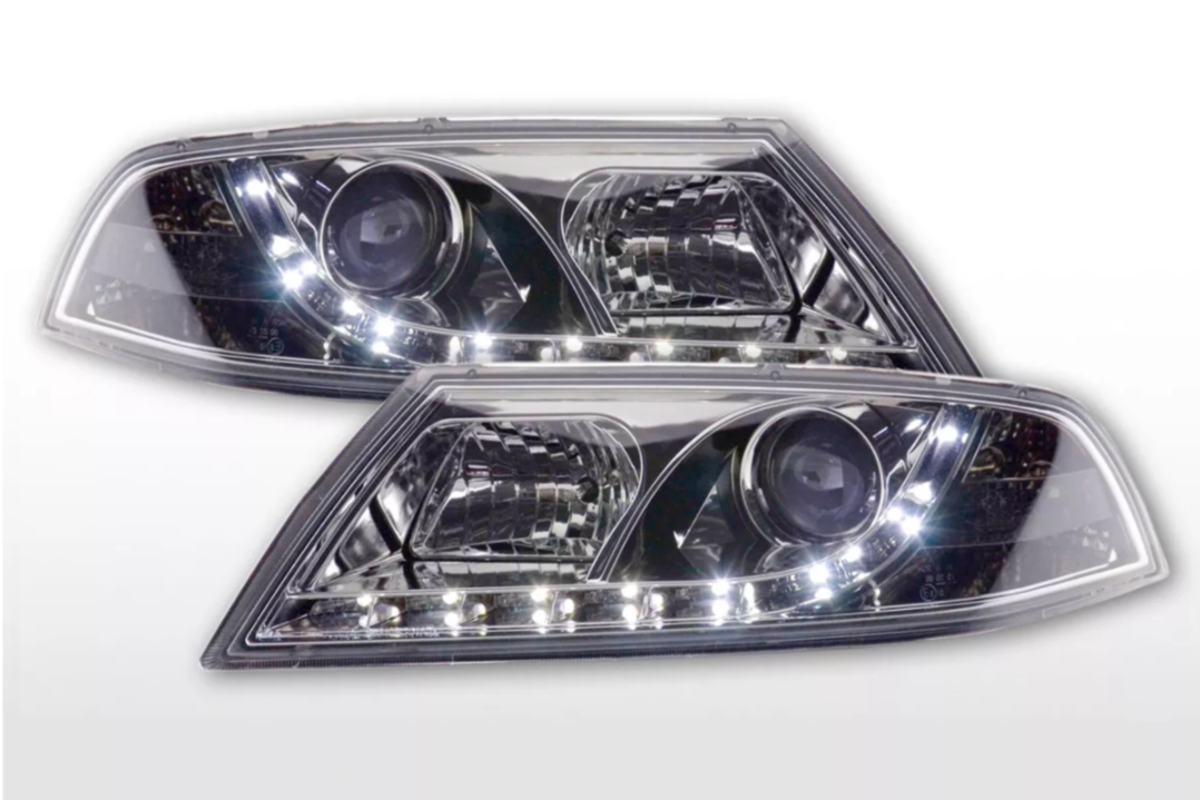 FK LED DRL Projektor Angel Eyes Scheinwerfer Skoda Octavia 2 04-08 1Z MK2 Chrom