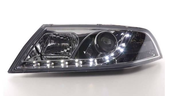 FK LED DRL Projector Angel Eyes headlights Skoda Octavia 2 04-08 1Z MK2 Chrome