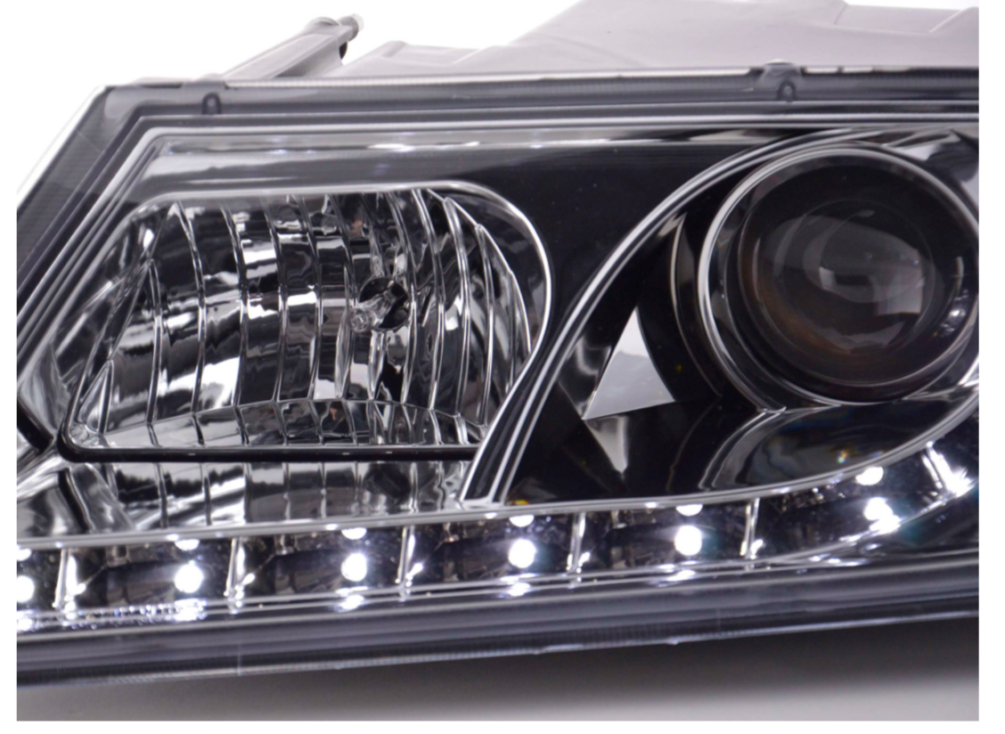 FK LED DRL Projektor Angel Eyes Scheinwerfer Skoda Octavia 2 04-08 1Z MK2 Chrom