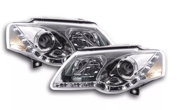 FK Set LED DRL Halo Eye Headlights VW Passat B6 3C 05+ CHROME RHD