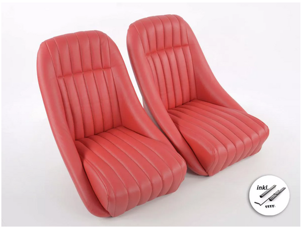 FK Pair Red Edition Classic Car Retro Speedster Kit Car Bucket Seats & Rails