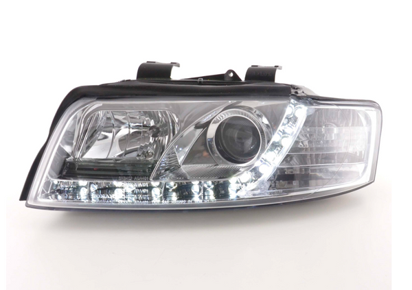 FK Pair LED DRL Angel Eye Projector headlights Audi A4 B7 8E 01-04 chrome LHD S4