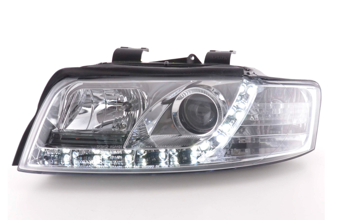 FK Pair LED DRL Angel Eye Projector headlights Audi A4 B7 8E 01-04 chrome LHD S4