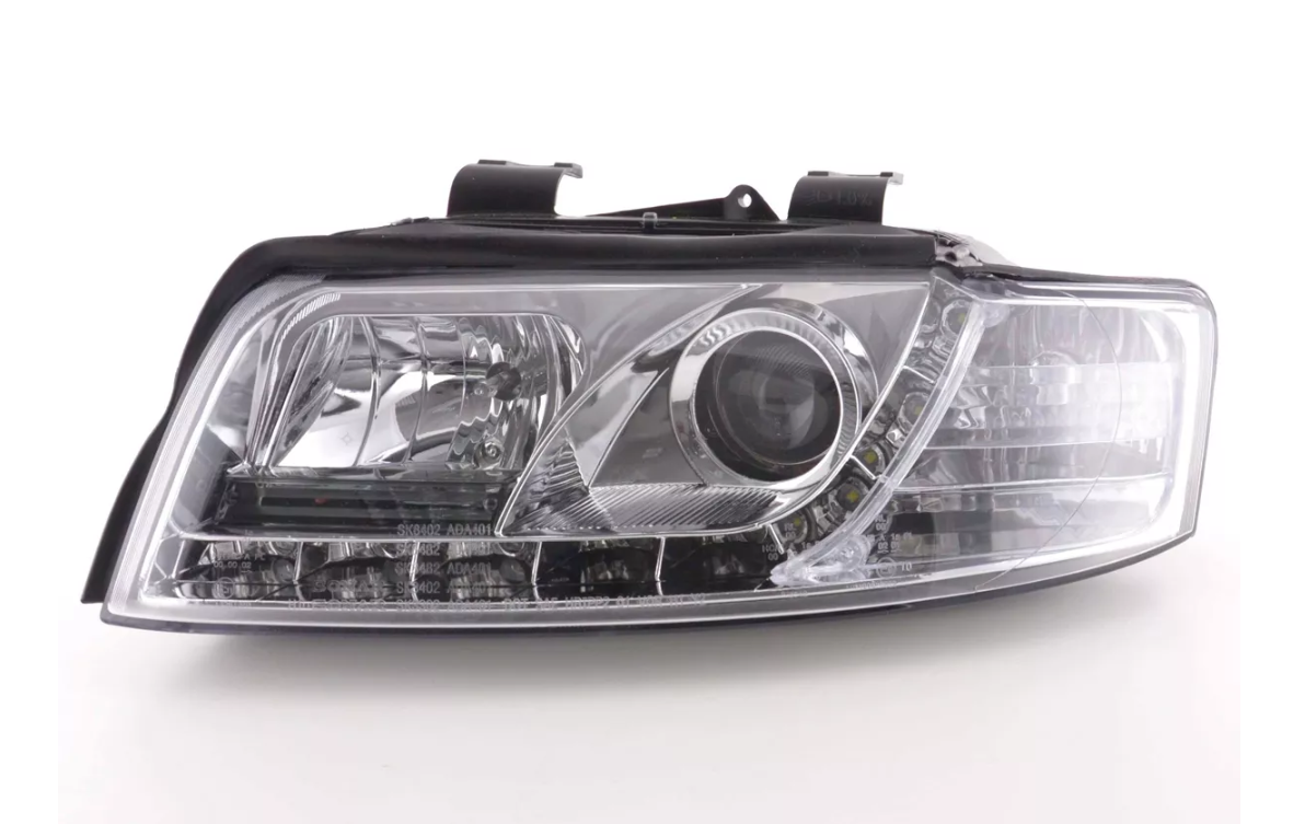 FK Pair LED DRL Angel Eye Projector headlights Audi A4 B7 8E 01-04 chrome LHD S4