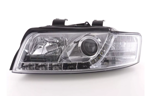 FK Paar LED DRL Angel Eye Projektorscheinwerfer Audi A4 B7 8E 01–04 Chrom LHD S4 