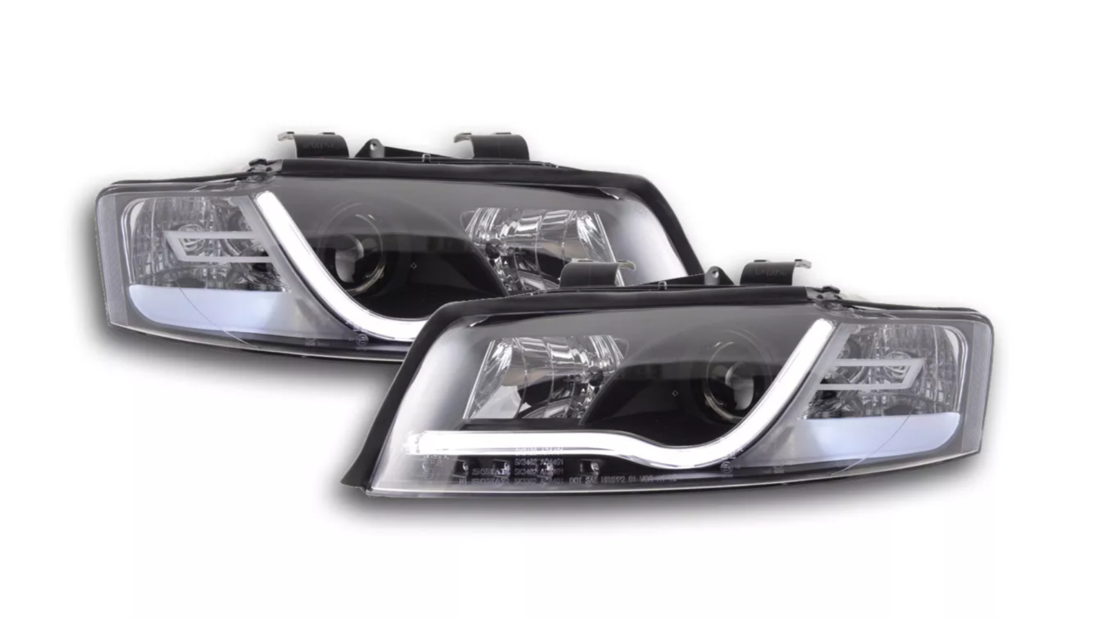 FK Set LED DRL Headlights Halo Projector Audi A4 type B6 8E 01-04 black RHD S4