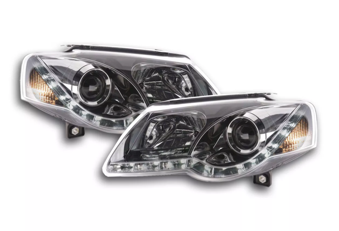 FK Set LED DRL Halo Eye Headlights VW Passat B6 3C 05-10 chrome