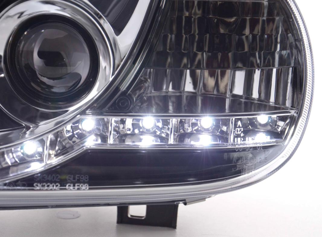 FK LED DRL Angel Eye Projektor-Scheinwerfer-Set VW Golf 4 MK4 1J 98–03 Chrom LHD