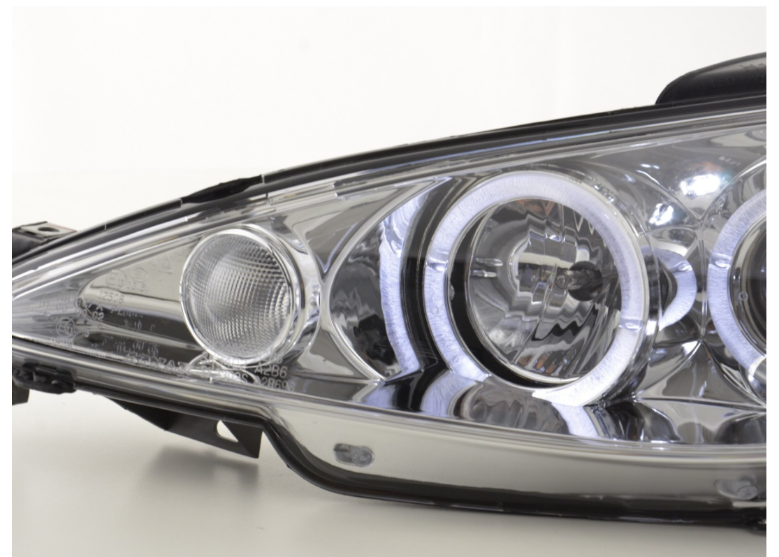 FK LED DRL Angel Eye Projektorscheinwerfer Peugeot 206 02-05 Chrom