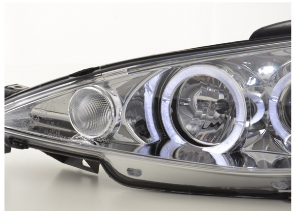 FK LED DRL Angel Eye Projector headlights Peugeot 206 02-05 chrome