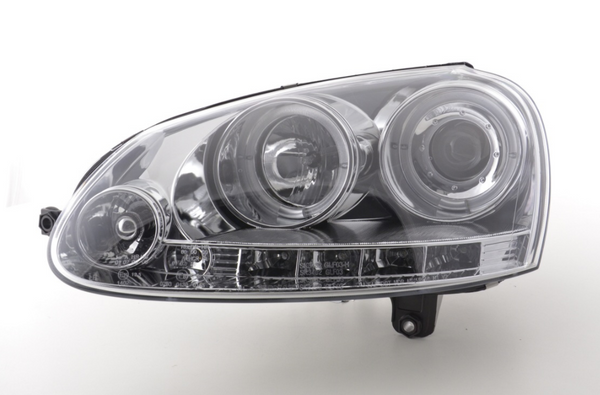 FK Set LED Halo Projector Eye DRL Headlights VW Golf 5 MK5 1K 03-08 GTi