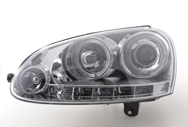 FK Set LED Halo Projector Eye DRL Headlights VW Golf 5 MK5 1K 03-08 GTi