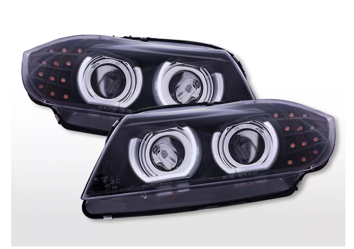 FK Pair LED DRL Projector headlights BMW 3-series type E90 E91 05-12 black LHD