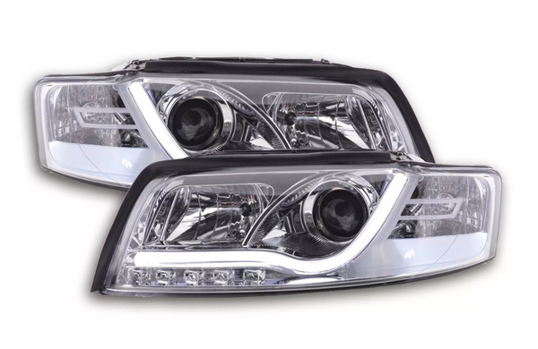 FK Set LED DRL Lightbar Scheinwerfer Halo Projektor Audi A4 8E 01-04 Chrom S4 LHD