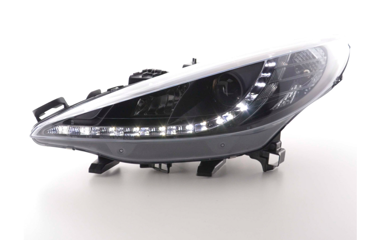 FK Set LED DRL Lightbar Projektorscheinwerfer Peugeot 207 06+ Schwarz LHD