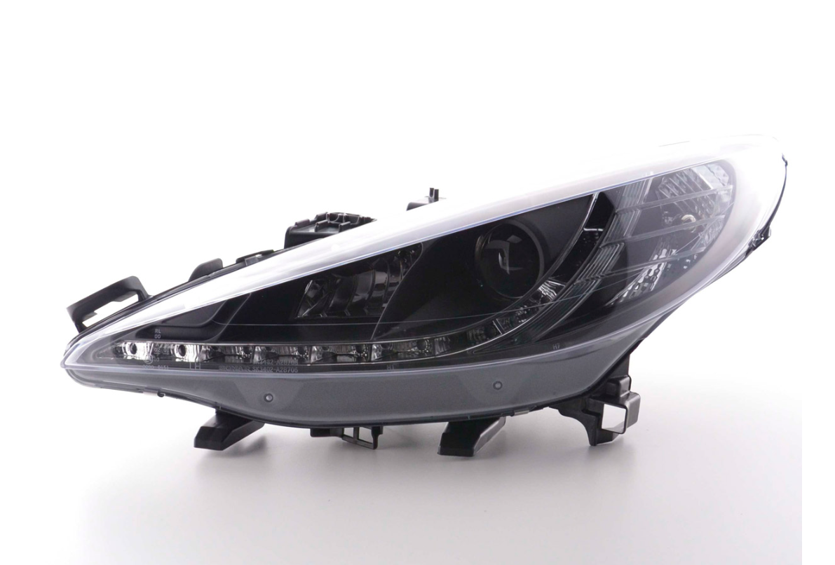 FK Set LED DRL Lightbar Projector headlights Peugeot 207 06+ Black LHD