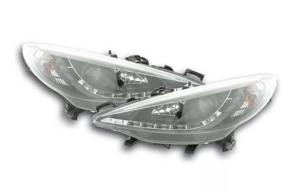 FK Set LED DRL Lightbar Projektorscheinwerfer Peugeot 207 06+ Schwarz LHD