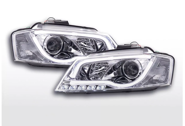 FK Set LED DRL Headlights Halo Projector Audi A3 8P 8PA 08-12 Chrome S3