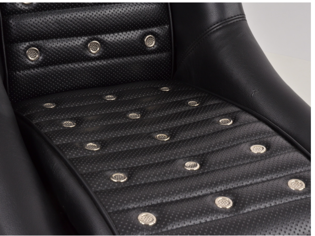 Black Studded Classic Car Retro Kit Speedster Sports Bucket Seats inc Headrests & slide runners for Classic Custom Kit Retro Resto Cars