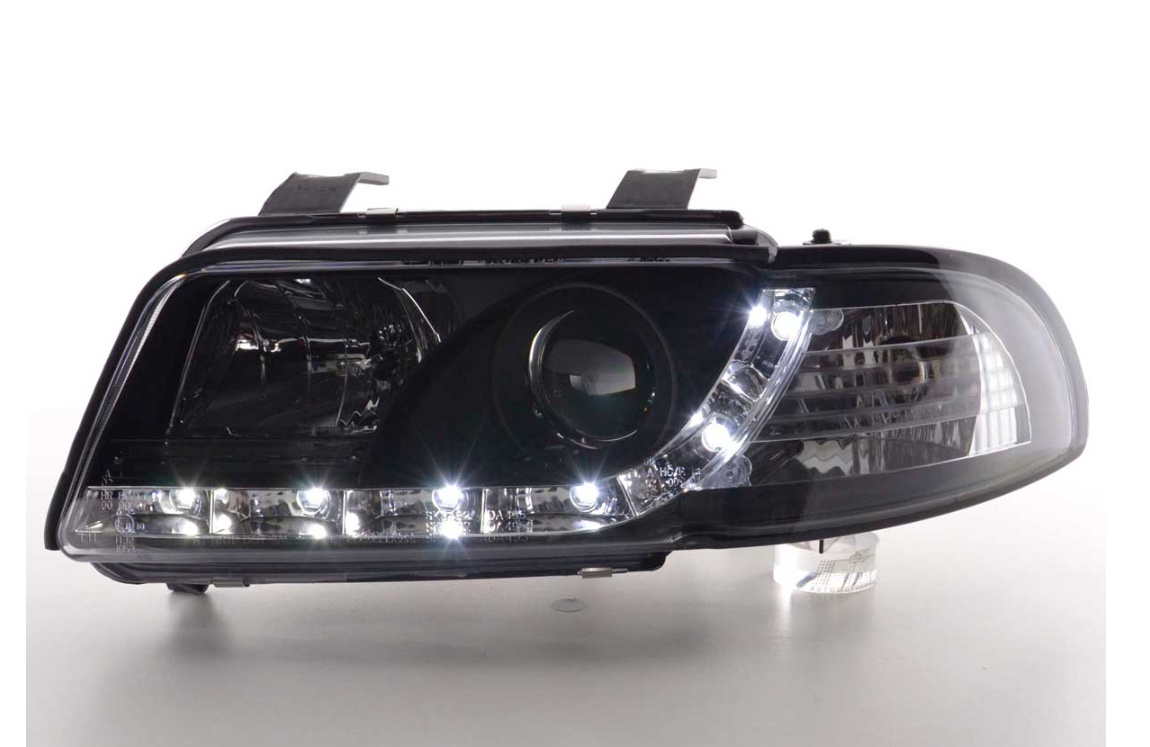 FK LED DRL Angel Eye Projektorscheinwerfer Audi A4 B5 8D 95-99 schwarz S4 LHD 