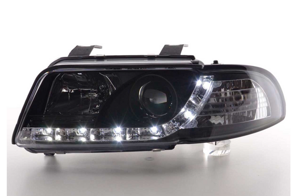 FK LED DRL Angel Eye Projector headlights Audi A4 B5 8D 95-99 black S4 LHD