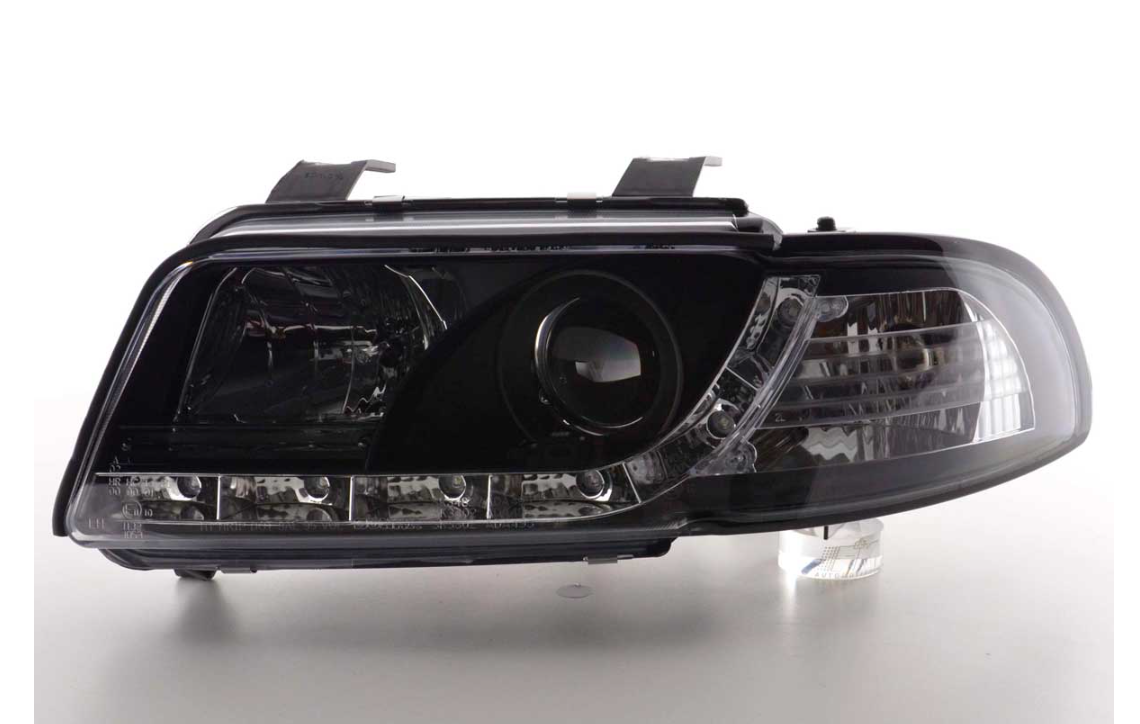 FK LED DRL Angel Eye Projektorscheinwerfer Audi A4 B5 8D 95-99 schwarz S4 LHD 