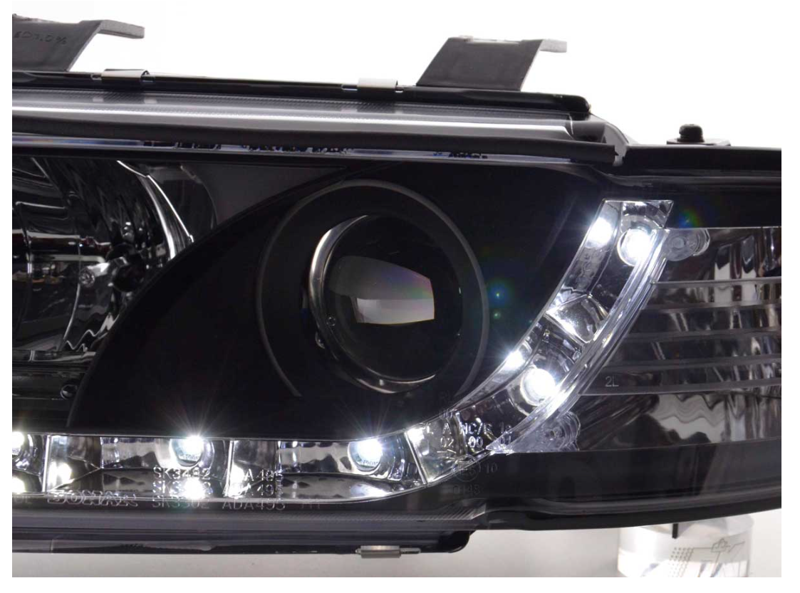 FK LED DRL Angel Eye Projector headlights Audi A4 B5 8D 95-99 black S4 LHD