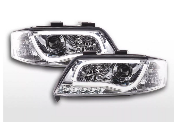 FK LED Headlights LED DRL Projector Audi A6 C5 4B 01-04 chrome S6 S-Line LHD