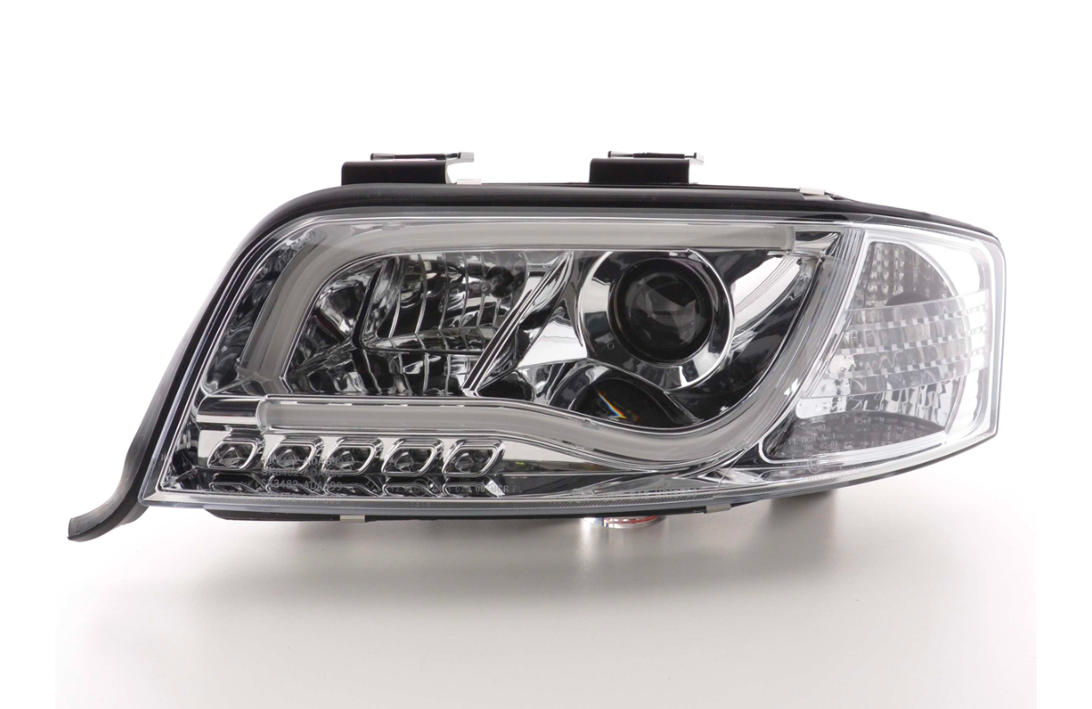 FK LED Headlights LED DRL Projector Audi A6 C5 4B 01-04 chrome S6 S-Line LHD