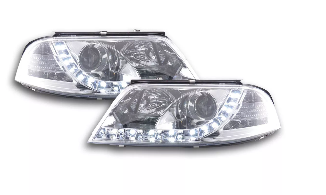 FK Set LED Devil Halo Eye Headlights VW Passat B5 3BG 00-05 Chrome RHD