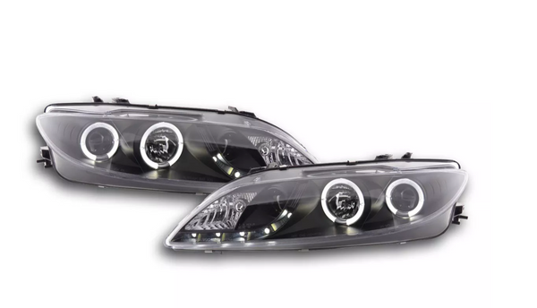 FK LED DRL Projektorscheinwerfer Mazda 6 Limousine 02–07 schwarz GG GY GG1 mit NSW