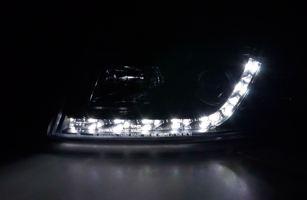 FK LED DRL Angel Eye Projector headlights Audi A4 B7 8E 04-08 black ed LHD S4