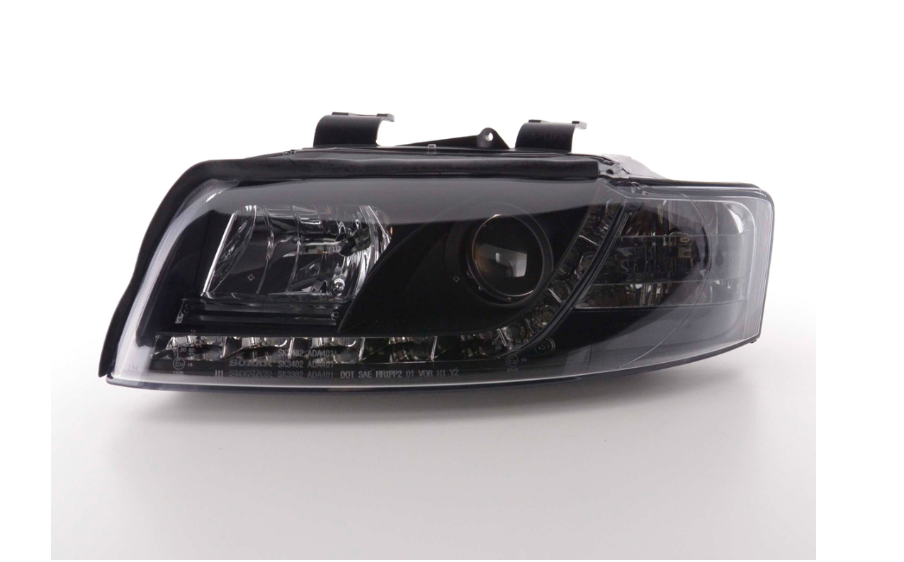 FK LED DRL Angel Eye Projector headlights Audi A4 B7 8E 04-08 black ed LHD S4