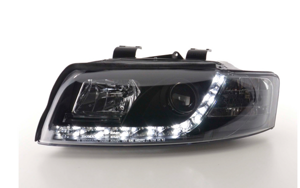 FK LED DRL Angel Eye Projektorscheinwerfer Audi A4 B7 8E 04-08 schwarz ed LHD S4 