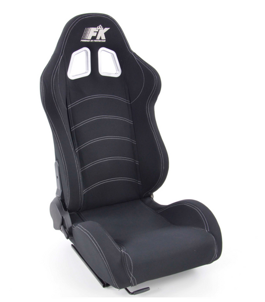 FK Universal Black Textile White Stitch Bucket Sports Seats +Runners 4x4 Van Car