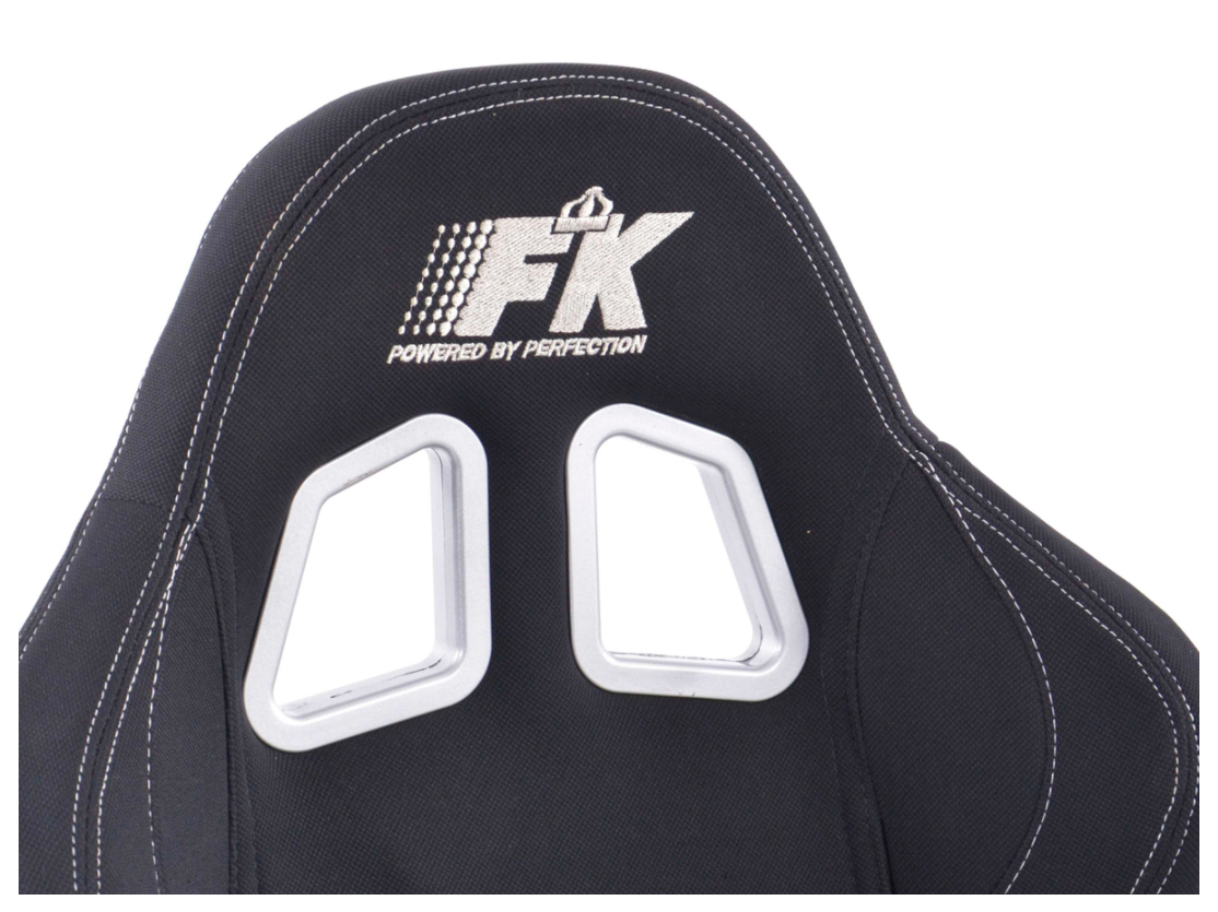 FK Universal Black Textile White Stitch Bucket Sports Seats +Runners 4x4 Van Car