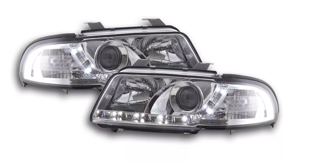 FK LED DRL Angel Eye Projector headlights Audi A4 B5 8D 99-01 chrome S4 LHD