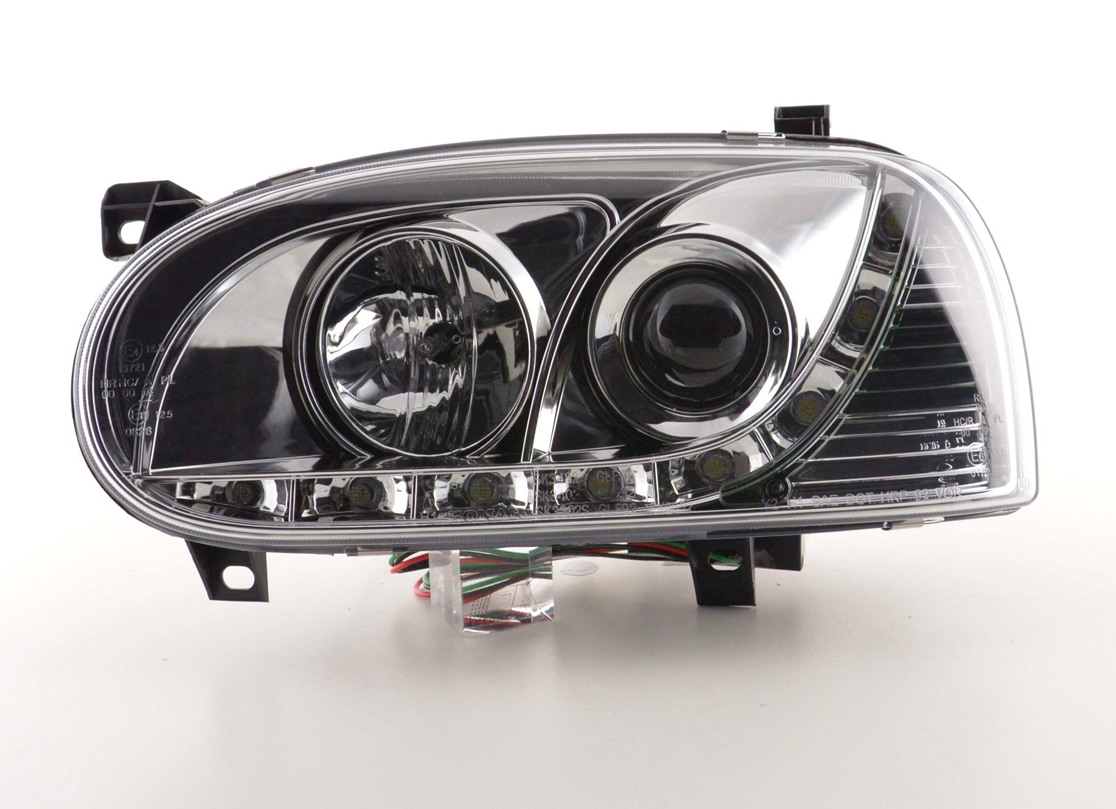 FK Set LED DRL Projector Angel Eye Headlights VW Golf 3 MK3 1HXO 1 EXO 91-97 LHD